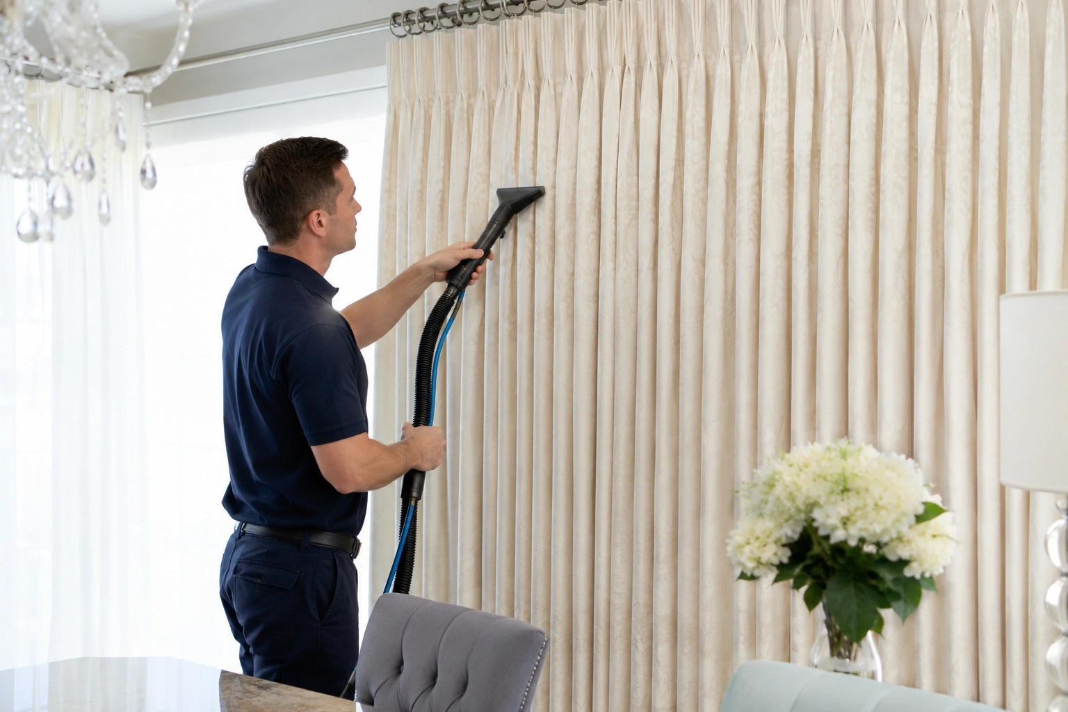 Curtain Cleaning crew working in Albanvale